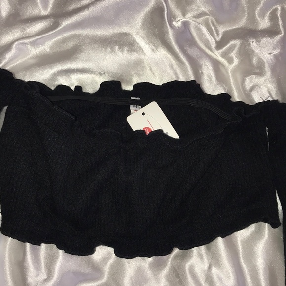 Topshop La Bamba Sport Black Ribbed Cropped Top - Picture 3 of 4